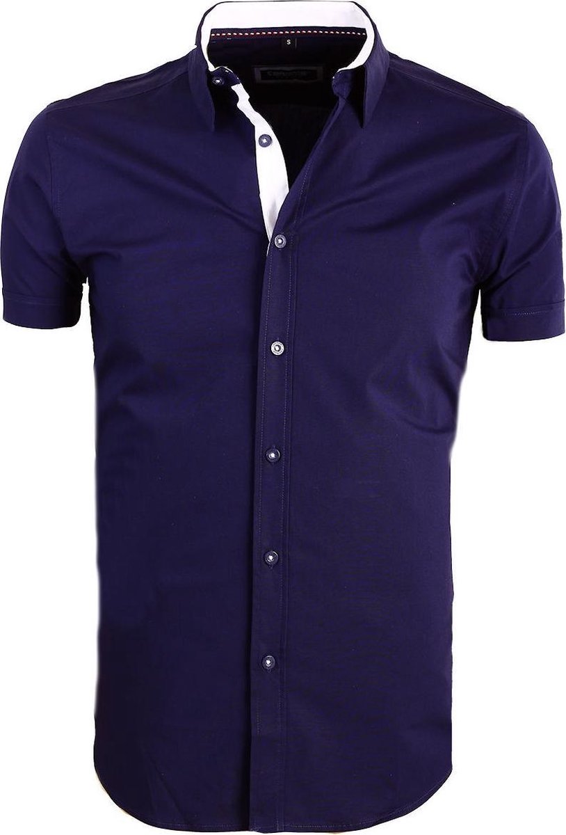 Carisma Overhemd Korte Mouw Effen Blauw 9102 - XL