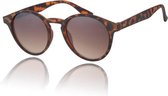 Bruine ronde  zonnebril | Dames/unisex | groene lens