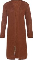 Knit Factory Luna Lang Gebreid Vest Terra - Gebreide dames cardigan - Lang vest tot over de knie - Oranje damesvest gemaakt uit 30% wol en 70% acryl - 36/38