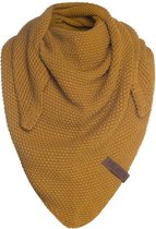 Knit Factory Coco Gebreide Omslagdoek Junior - Kindersjaal - Driehoek Sjaal - Oker - 140x60 cm