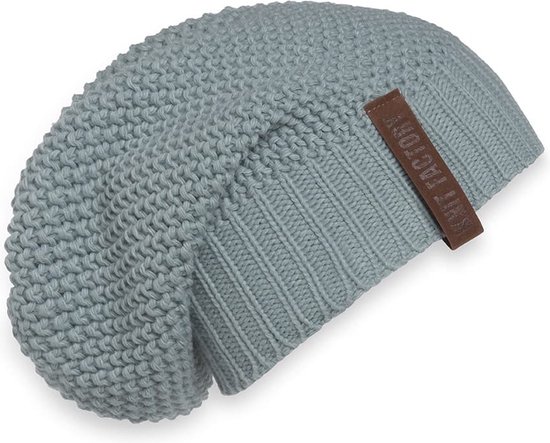 Knit Factory Coco Gebreide Muts Heren & Dames - Sloppy Beanie hat - Stone Green - Warme groene Wintermuts - Unisex - One Size