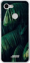 Google Pixel 3 Hoesje Transparant TPU Case - Palm leaves dark #ffffff