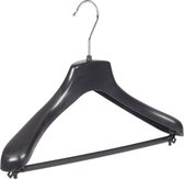 De Kledinghanger Gigant - 5 x Mantel / kostuumhanger kunststof zwart met schouderverbreding en broeklat, 36 cm