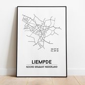 Liempde city poster, A3 (30x40 cm) met lijst, plattegrond poster, woonplaatsposter, woonposter