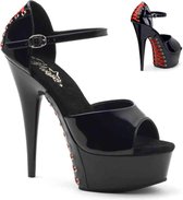 Pleaser Sandaal met enkelband -39 Shoes- DELIGHT-660FH US 9 Zwart