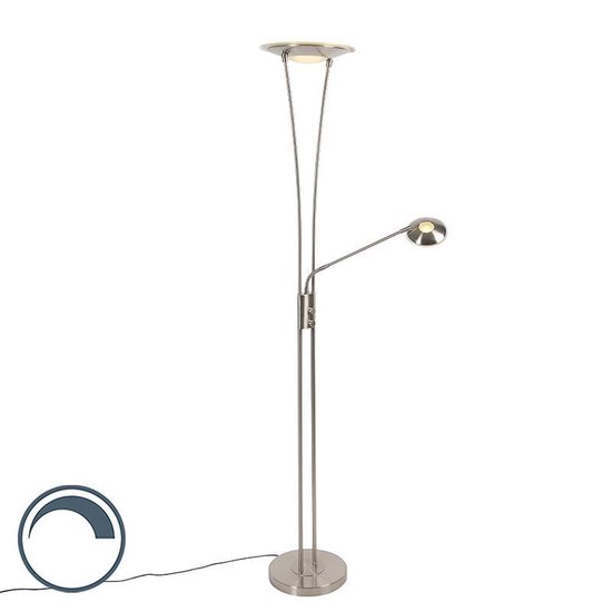 QAZQA ibiza - Moderne LED Dimbare Vloerlamp | Staande Lamp met Dimmer met  leeslamp - 1... | bol.com