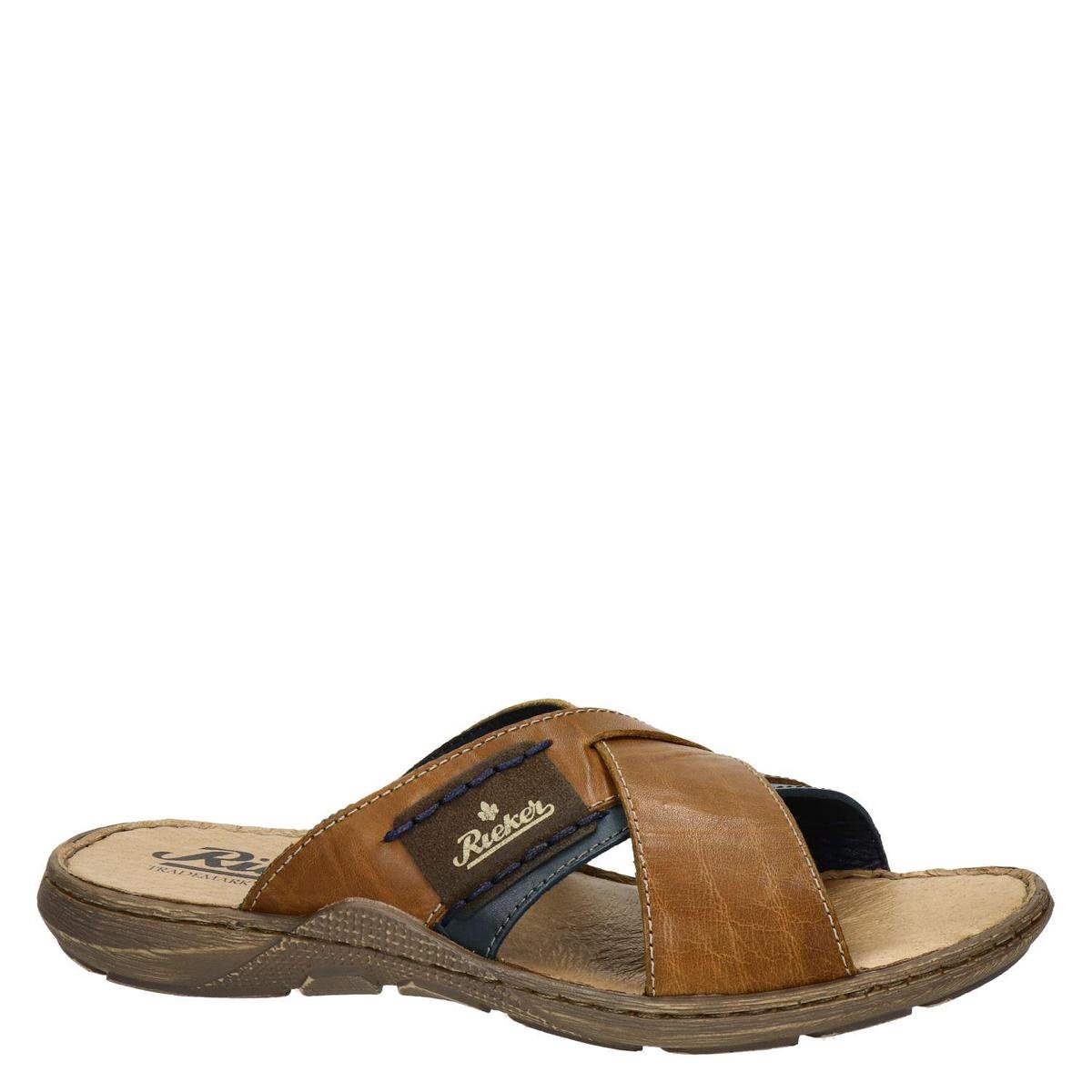 Rieker heren 8096 slippers, Bruin combi, 43 EU : Rieker