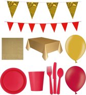 Feest versiering - Feest decoratie - Feest versiering verjaardag - Compleet Feestpakket - slingers verjaardag - ballonnen verjaardag - goud rood geel