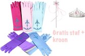 Prinsessen paarse, blauwe, roze, fuchsia handschoenen glitters - kinderen - 3-8 jaar - maat 98 -128 - 5 paar assorti