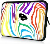 Sleevy 15.6 laptophoes gekleurde zebra - laptop sleeve - laptopcover - Sleevy Collectie 250+ designs