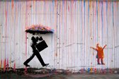 BANKSY Colorful Rainbow Umbrella Canvas Print