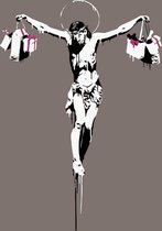 BANKSY Jesus Christ with Shopping Bags Canvas Print