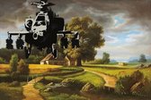 BANKSY Apache Helicopter Over Farm Field Canvas Print