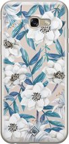 Samsung A5 2017 hoesje siliconen - Bloemen / Floral blauw | Samsung Galaxy A5 2017 case | blauw | TPU backcover transparant