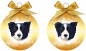 3x stuks dieren/huisdieren kerstballen Border Collie hond 8 cm - Kerstboomversiering honden kerstballen