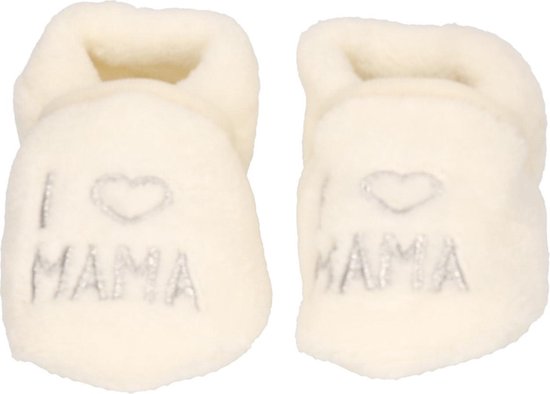 Chaussures bébé garçon / fille blanc crème I love mama - cadeau maternité / naissance 20-21