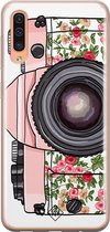 Samsung A50/A30s hoesje siliconen - Hippie camera | Samsung Galaxy A50/A30s case | Roze | TPU backcover transparant