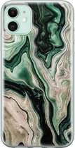 iPhone 11 hoesje siliconen - Groen marmer / Marble | Apple iPhone 11 case | TPU backcover transparant