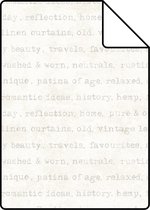 Proefstaal ESTAhome behang tekst beige op wit gemeleerde achtergrond - 148340 - 26,5 x 21 cm