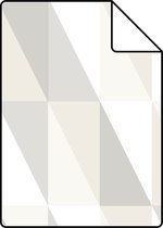 Proefstaal ESTAhome behangpapier grafische driehoeken zilver, grijs en beige - 138922 - 26,5 x 21 cm