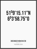 Poster/kaart HERKENBOSCH met coördinaten