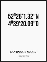 Poster/kaart SANTPOORT-NOORD met coördinaten