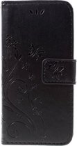 Bloemen Book Case - iPhone SE (2020 / 2022) / 8 / 7 Hoesje - Zwart