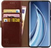 Rosso Element Book Case Wallet Hoesje Geschikt voor Xiaomi Mi 10 (Pro) | Portemonnee | 3 Pasjes | Magneetsluiting | Stand Functie | Bruin