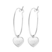 Zilveren oorringen met hanger hart/love