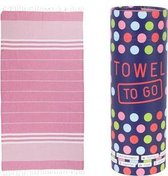 Towel To Go Malibu, Pink, sauna handdoek, hamamdoek, sneldrogend, badlaken 100x180cm