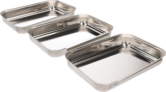 Minachting Banket Verspreiding Set van 3x RVS vleeswaren / beleg schalen - Vleeswaren bakjes - Broodbeleg  serveren | bol.com