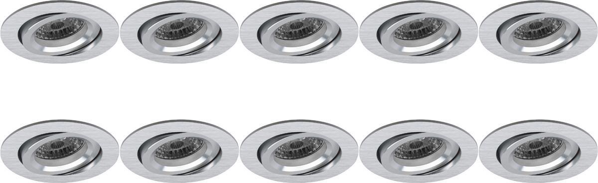 Spot Armatuur 10 Pack - Pragmi Aerony Pro - GU10 Inbouwspot - Rond - Zilver - Aluminium - Kantelbaar - Ø82mm