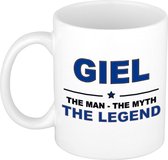 Naam cadeau Giel - The man, The myth the legend koffie mok / beker 300 ml - naam/namen mokken - Cadeau voor o.a verjaardag/ vaderdag/ pensioen/ geslaagd/ bedankt