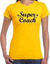 Super coach cadeau t-shirt geel voor dames 2XL