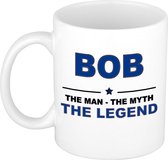 Naam cadeau Bob - The man, The myth the legend koffie mok / beker 300 ml - naam/namen mokken - Cadeau voor o.a verjaardag/ vaderdag/ pensioen/ geslaagd/ bedankt