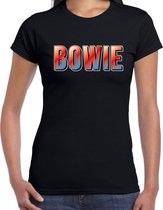 Bowie muziek kado t-shirt zwart dames - fan shirt - verjaardag / cadeau t-shirt XS