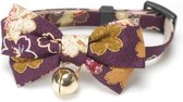 Necoichi halsband katten kimono strik - paars - verstelbaar van Necoichi kattenhalsband kimono strik - rood - verstelbaar van 25-36cm - kattenhalsband - halsbandje - kattenhalsband