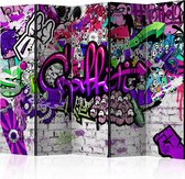 Kamerscherm - Scheidingswand - Vouwscherm -  Purple Graffiti [Room Dividers] 225x172 - Artgeist Vouwscherm