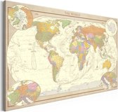 Schilderijen Op Canvas - Schilderij - Cream World Map 90x60 - Artgeist Schilderij