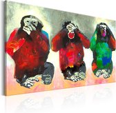 Schilderijen Op Canvas - Schilderij - Three Wise Monkeys 90x60 - Artgeist Schilderij