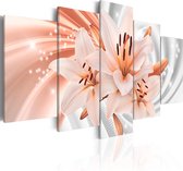 Schilderijen Op Canvas - Schilderij - Coral Lilies 100x50 - Artgeist Schilderij