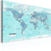 Schilderijen Op Canvas - Schilderij - World Map: Sky Blue World 90x60 - Artgeist Schilderij