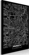Schilderijen Op Canvas - Schilderij - Dark Map of Munich (1 Part) Vertical 40x60 - Artgeist Schilderij