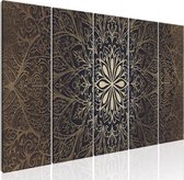 Schilderijen Op Canvas - Schilderij - Brown Mandala 225x90 - Artgeist Schilderij