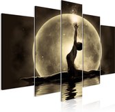 Schilderijen Op Canvas - Schilderij - Twine (5 Parts) Wide Golden 100x50 - Artgeist Schilderij