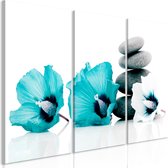 Schilderijen Op Canvas - Schilderij - Calm Mallow (3 Parts) Turquoise 120x80 - Artgeist Schilderij