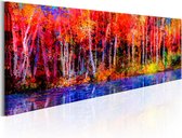 Schilderijen Op Canvas - Schilderij - Colorful Autumn Trees 150x50 - Artgeist Schilderij