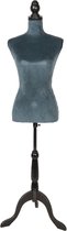 Clayre & Eef Paspop Dames Verstelbaar 38*40*164 cm Blauw Hout / textiel Torso Buste Etalagepop