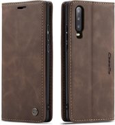 CaseMe - Hoesje geschikt voor Huawei P30 - Wallet Book Case - Magneetsluiting - Donker Bruin