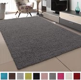 Vloerkleed Grijs Effen Hoogpolig Tapijt Loca -  200x290 cm